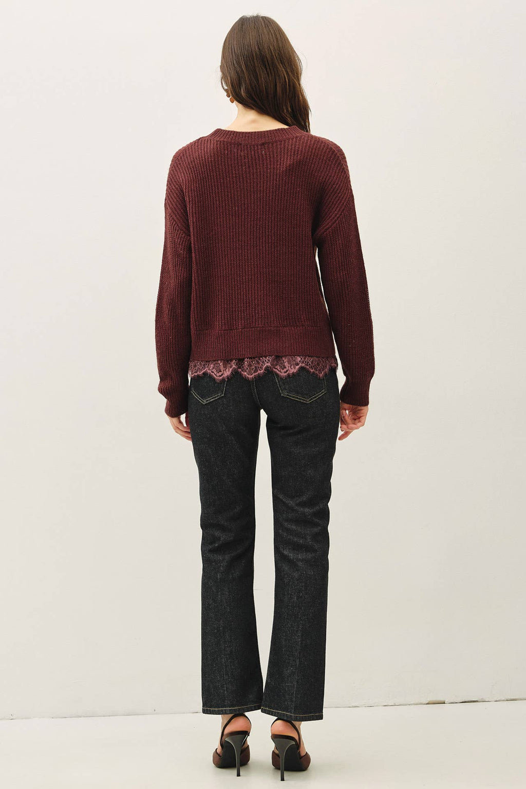Tonya Lace Hem Crew Neck Sweater
