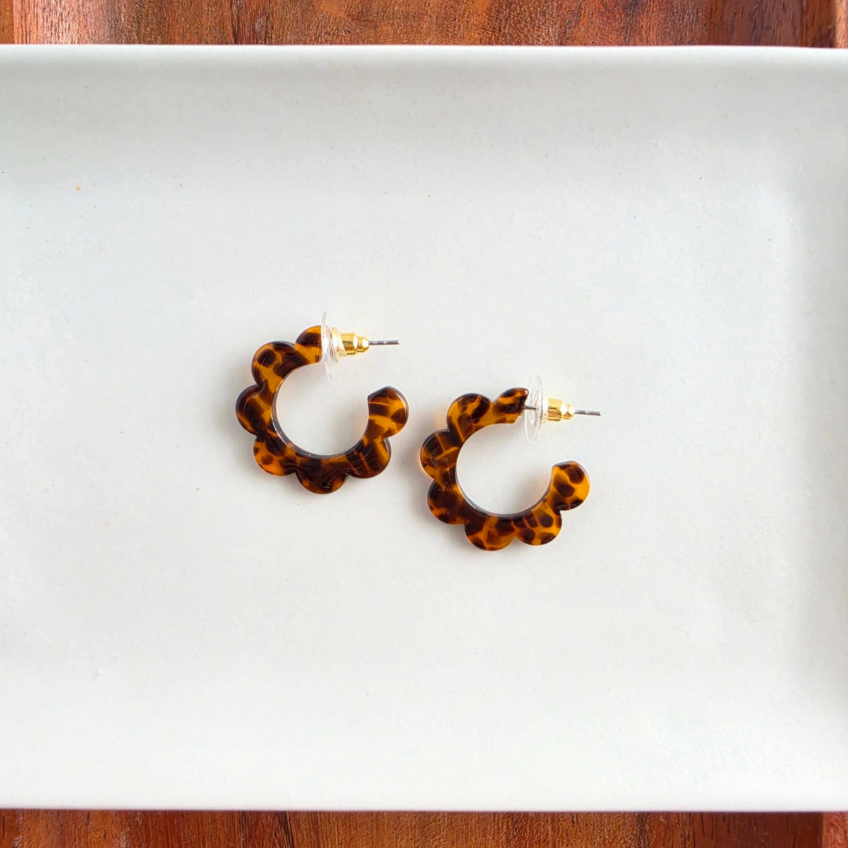 Flora Mini Hoops - Amber Dot