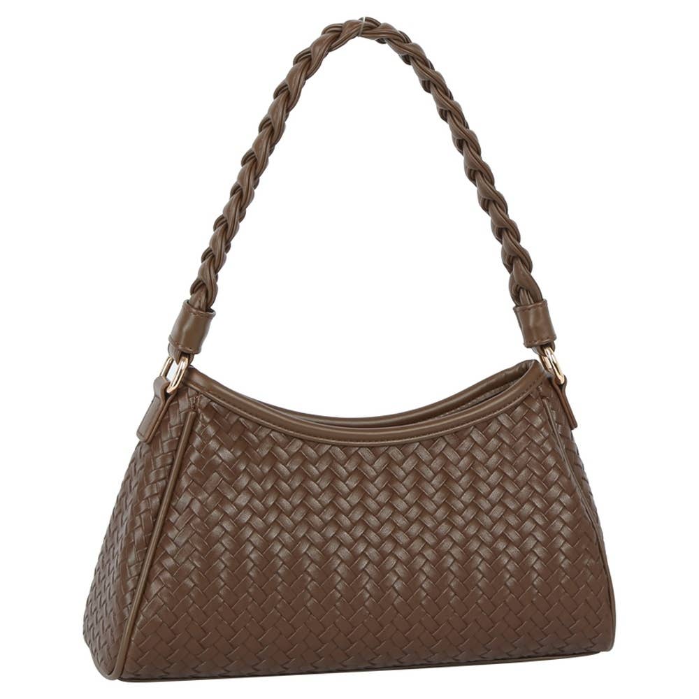Margaret Braided Handle Woven Shoulder Bag