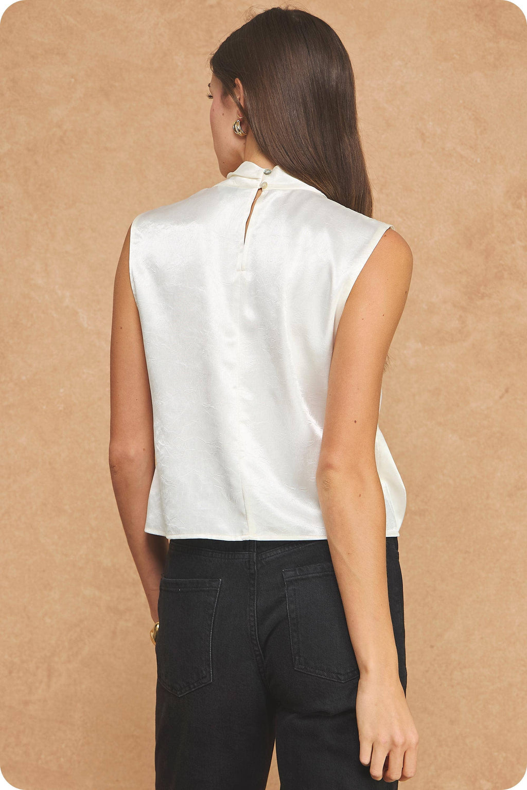 Luminous Textured Satin Draped Top