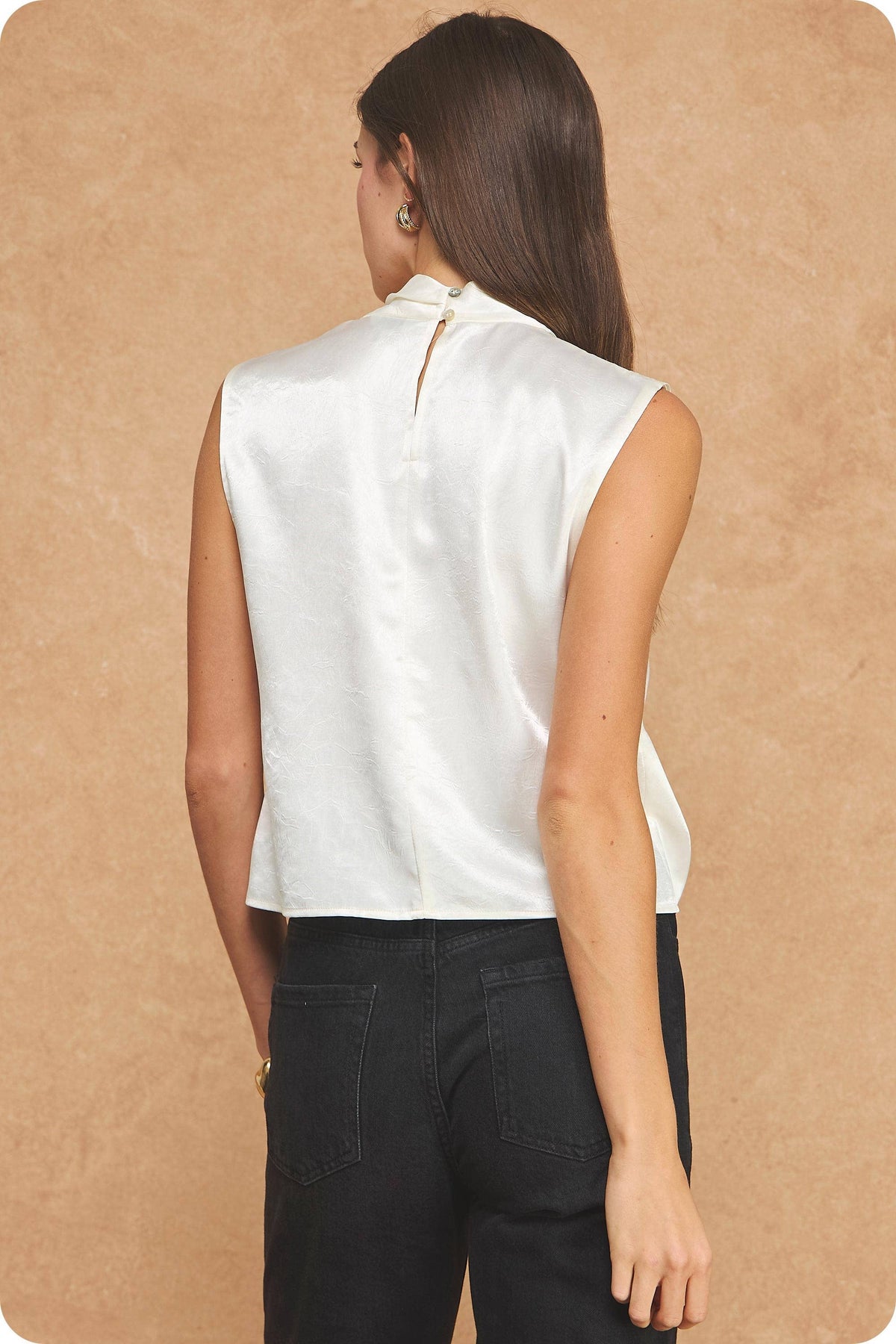 Luminous Textured Satin Draped Top