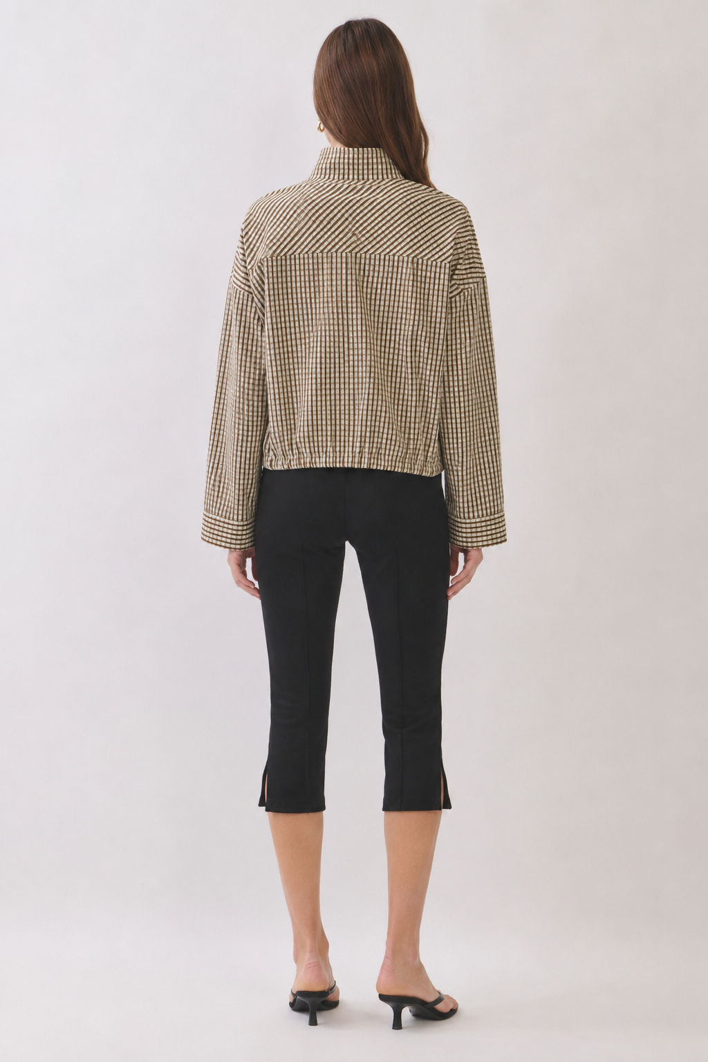 Carlie Gingham Zip Front Cropped Jacket
