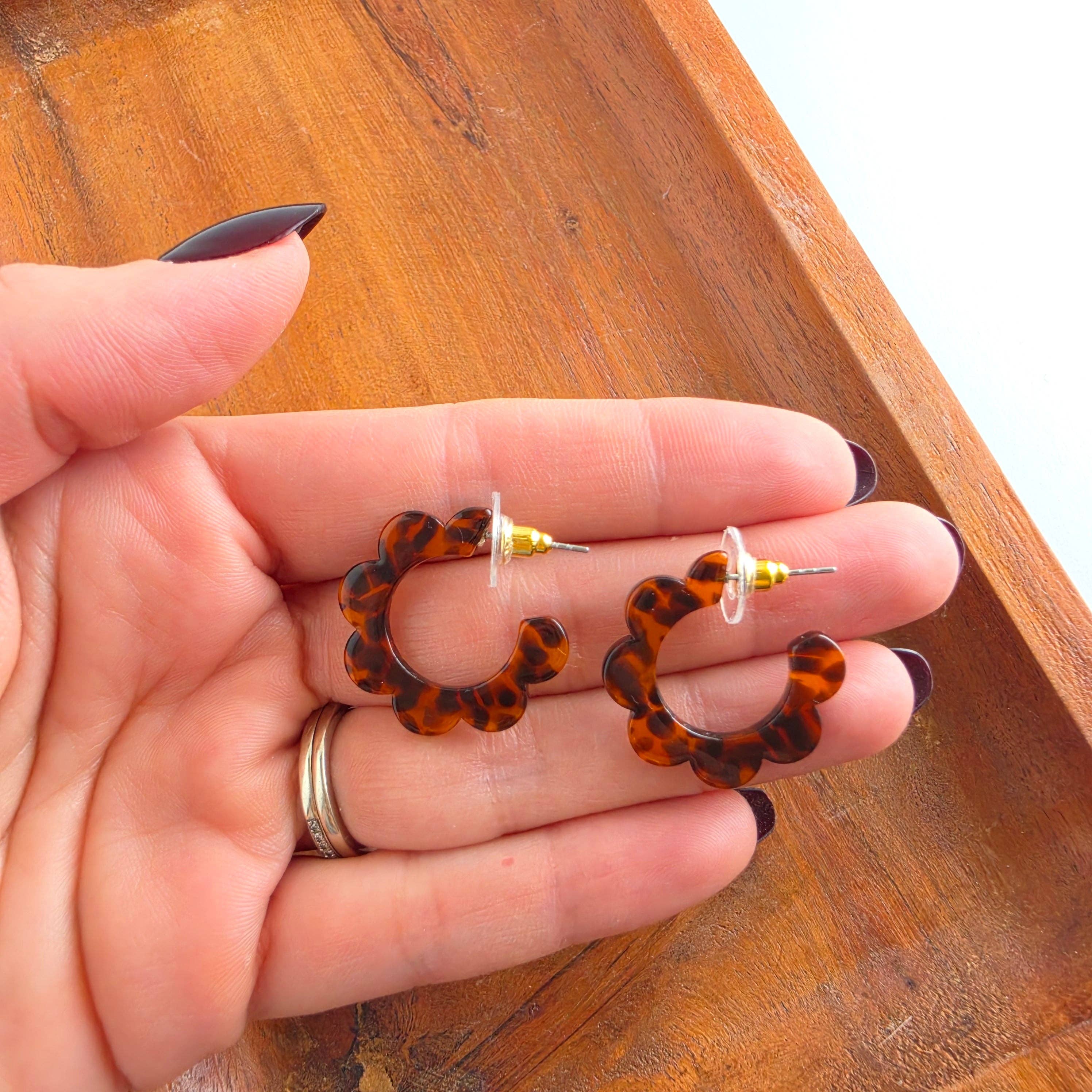 Flora Mini Hoops - Amber Dot