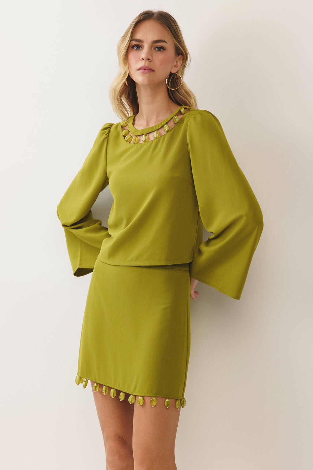 Tina Beaded Hem A-Line Mini Skirt