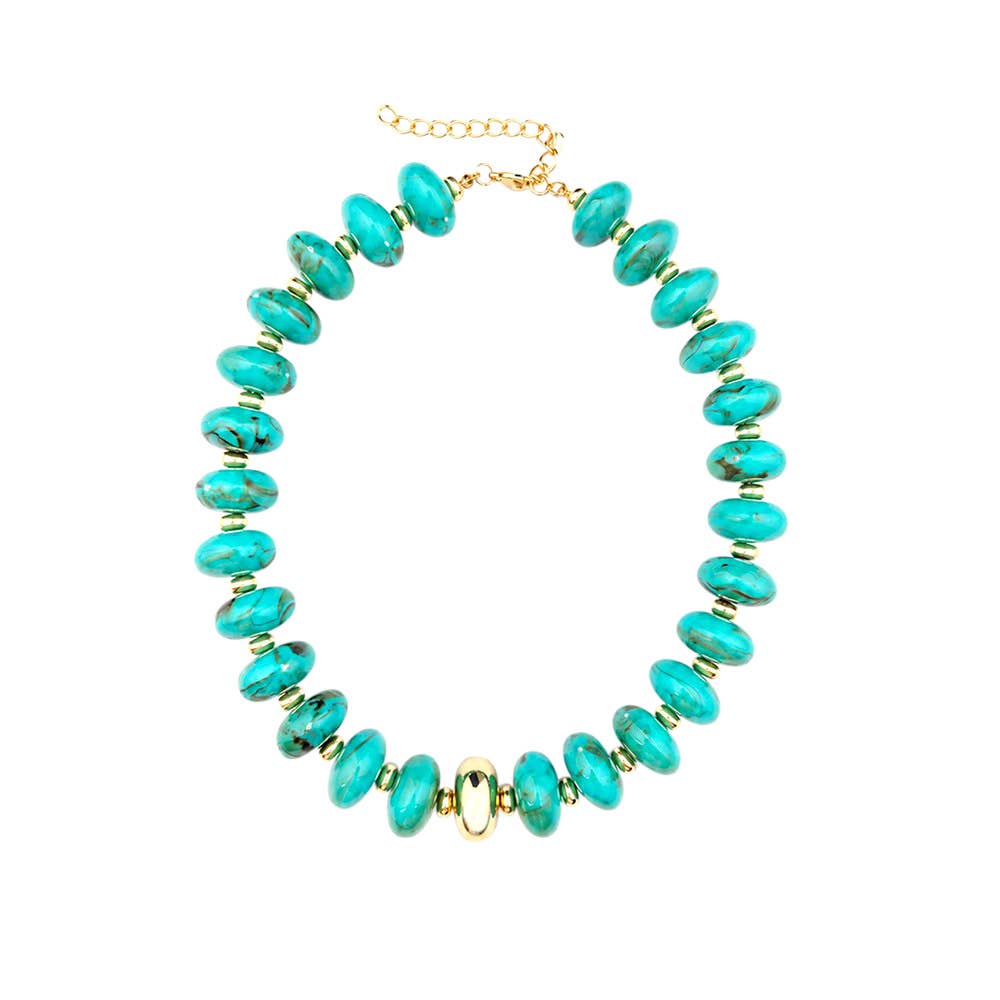 Evan Chunky Beaded Necklace - Turquoise
