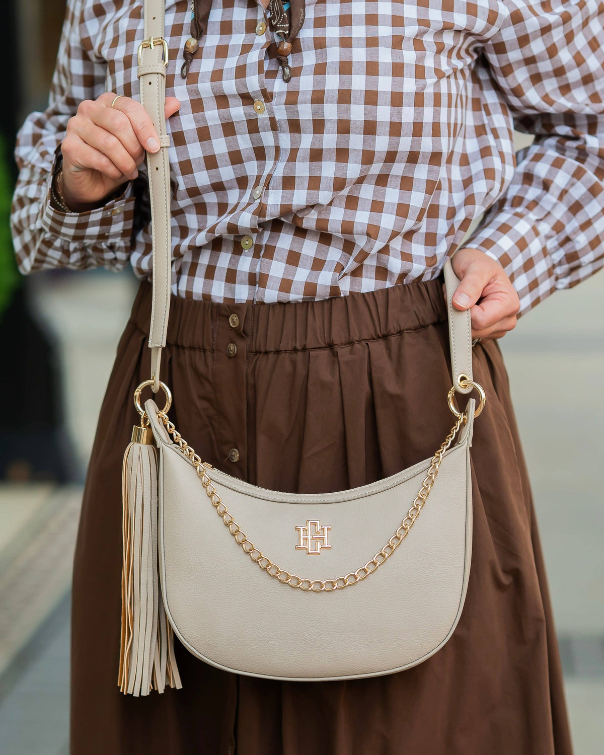 Mallory Crossbody with Tassel Stone