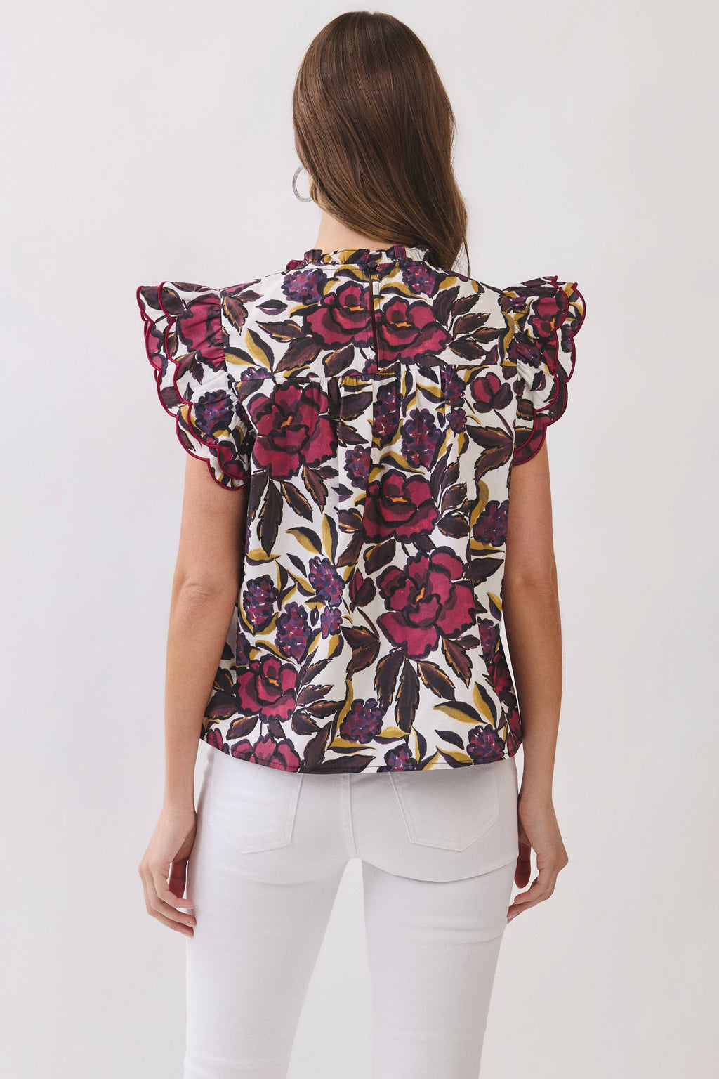 Callie Floral Print Ruffle Sleeve Blouse