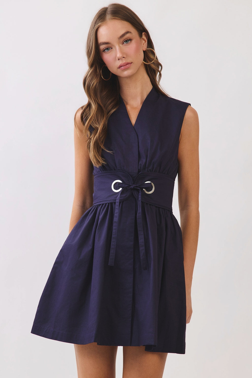Navy Notion Belted Dress